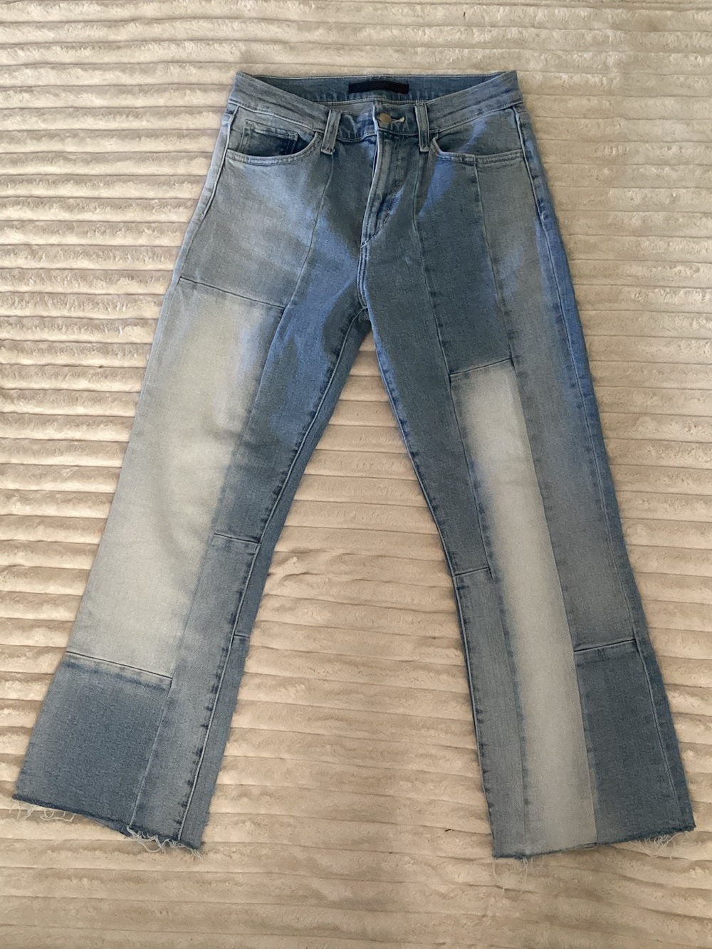 Joe's Jeans Two-Tone Light Blue Patchwork Flare Jeans